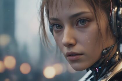 A female robot woman in a future where AI rules the world - Created with Freepik AI Image Generator