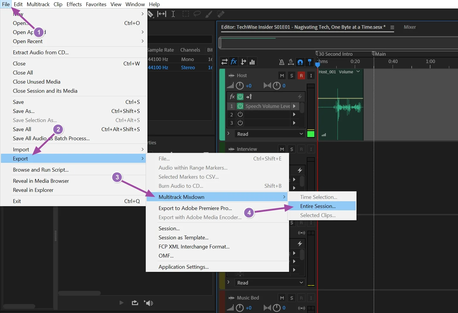 Adobe Audition - Export Podcast Episode