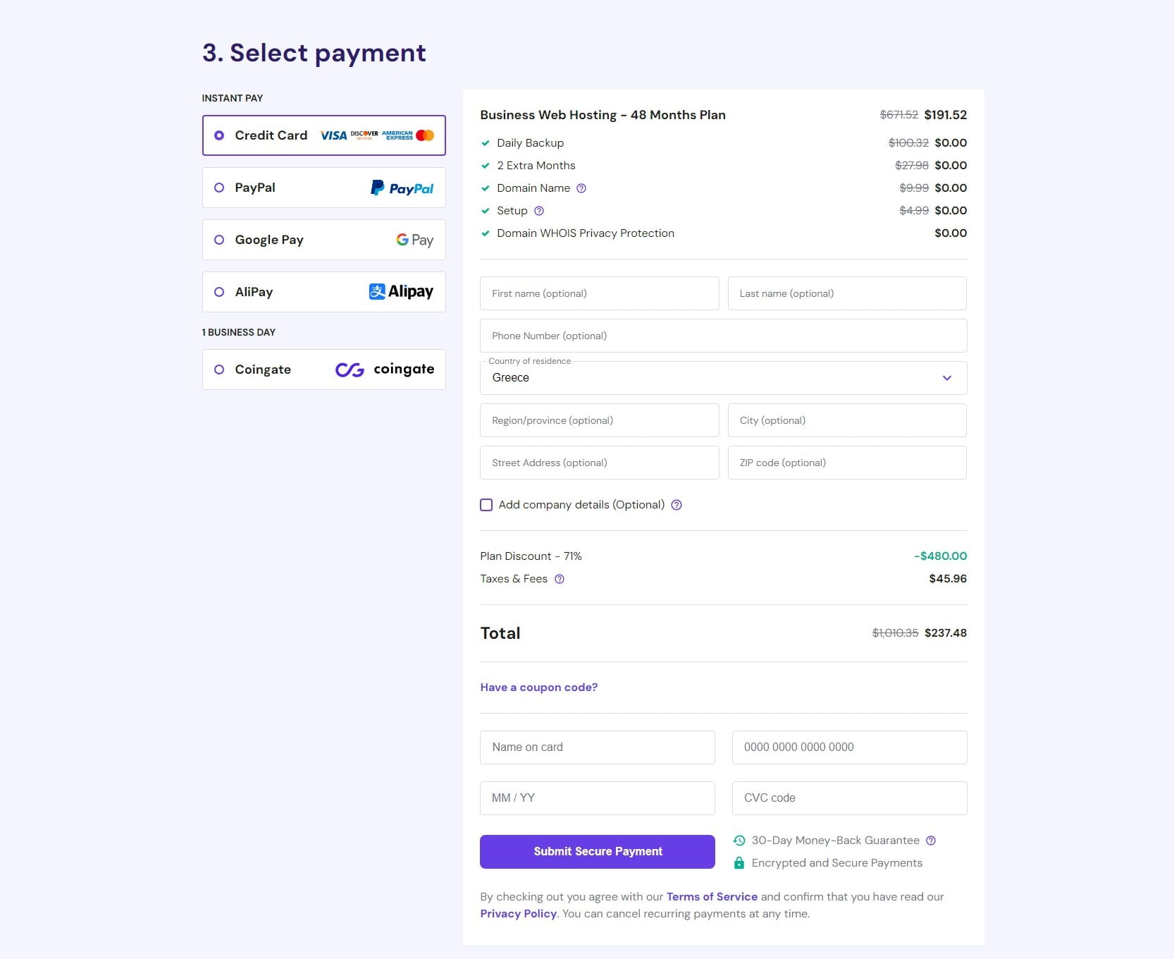 Hostinger - Complete Payment