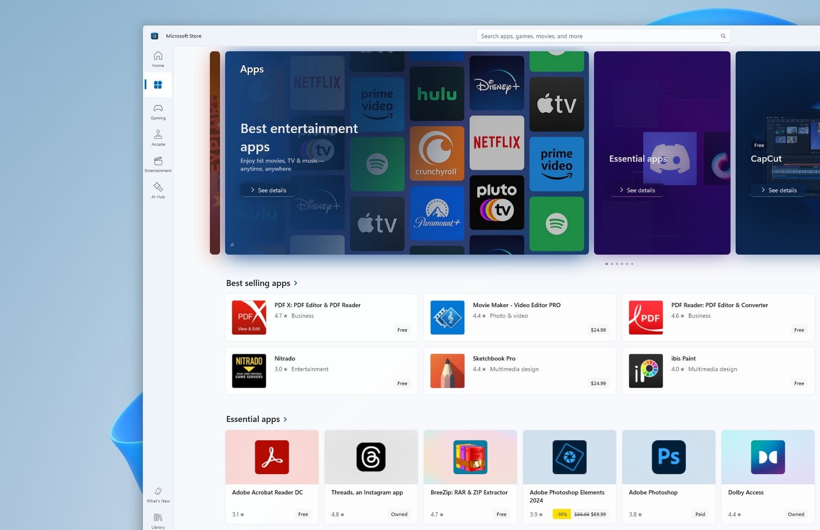 Microsoft Store - Apps Section