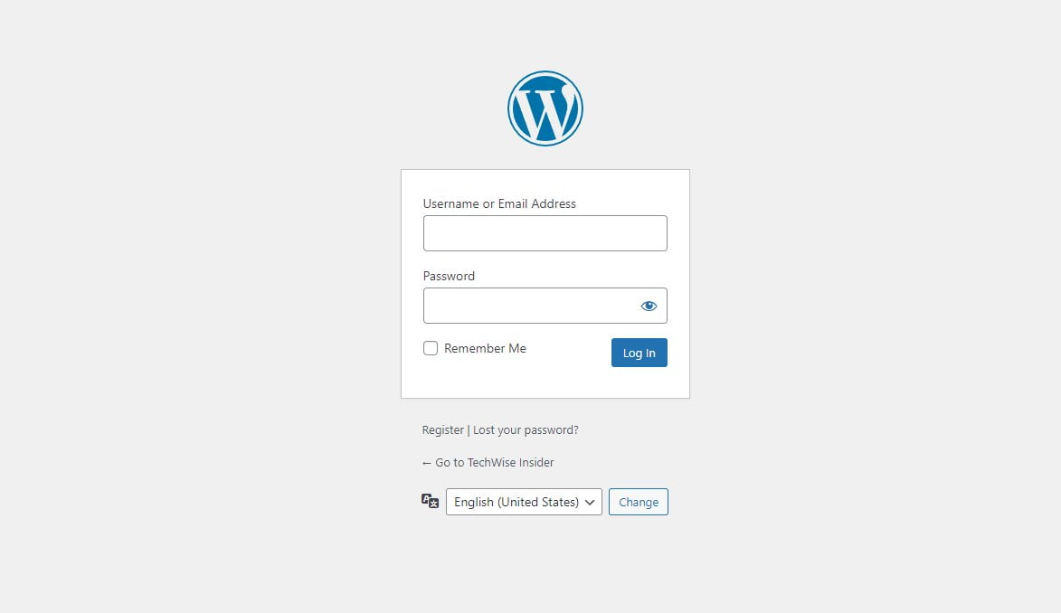 WordPress Log in Page