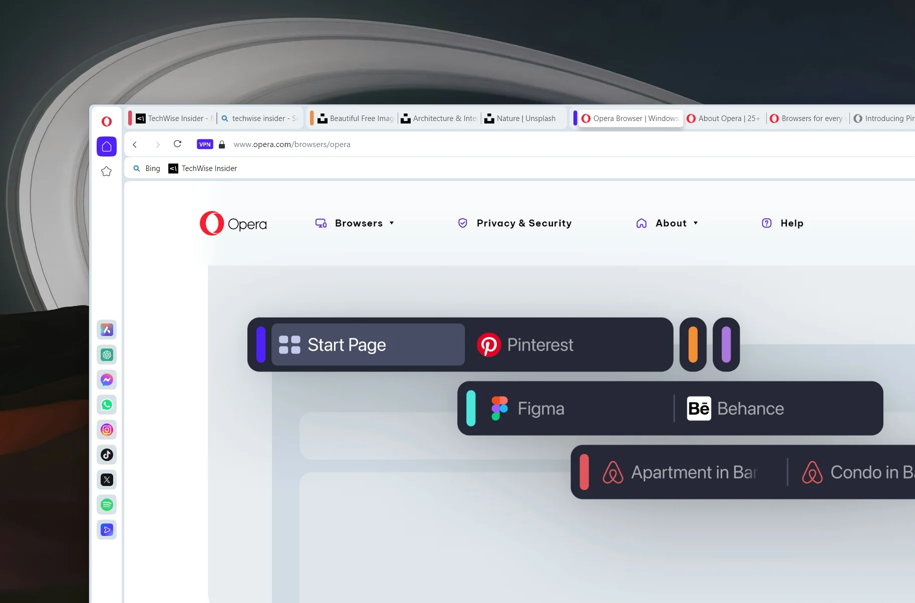 Opera Browser - Tab Island (Group Tabs)