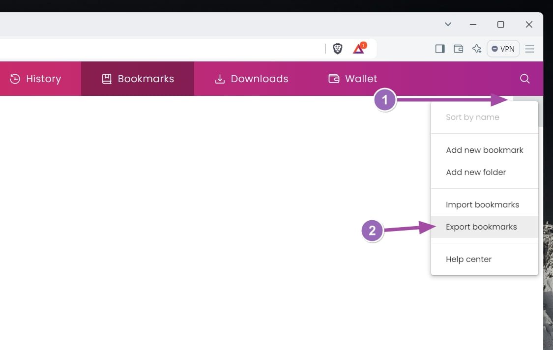 Brave Browser - Export Bookmarks