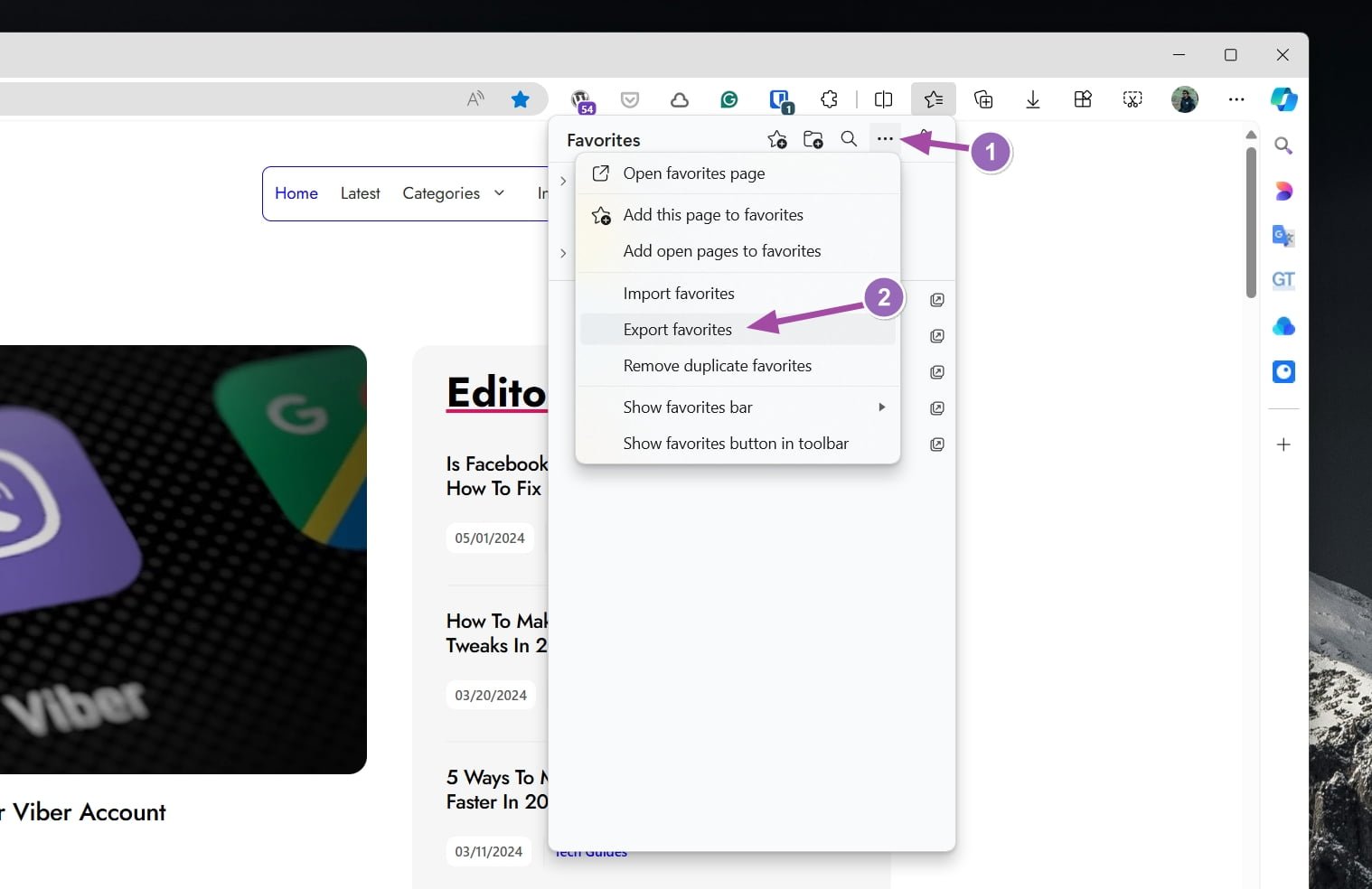 Microsoft Edge - Export Bookmarks