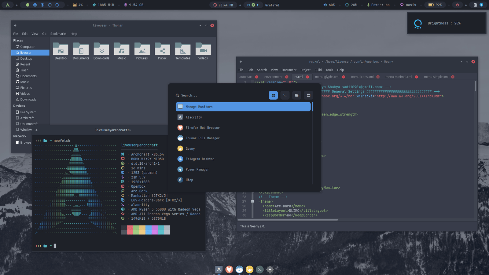 ArchCraft with Openbox Window Manager