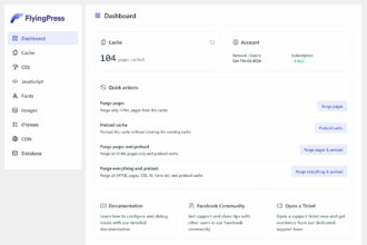 FlyingPress Cache WordPress Plugin - Dashboard