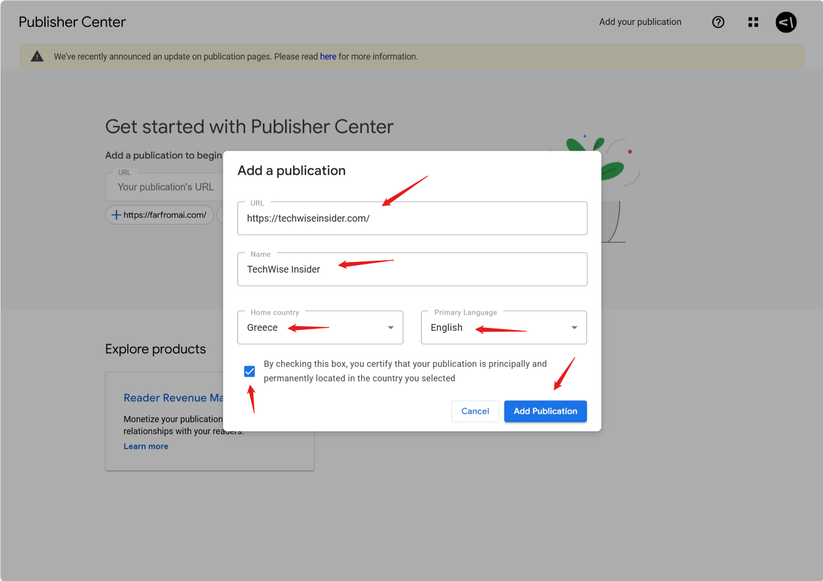 Google Publisher Center - Submitting a Website 1