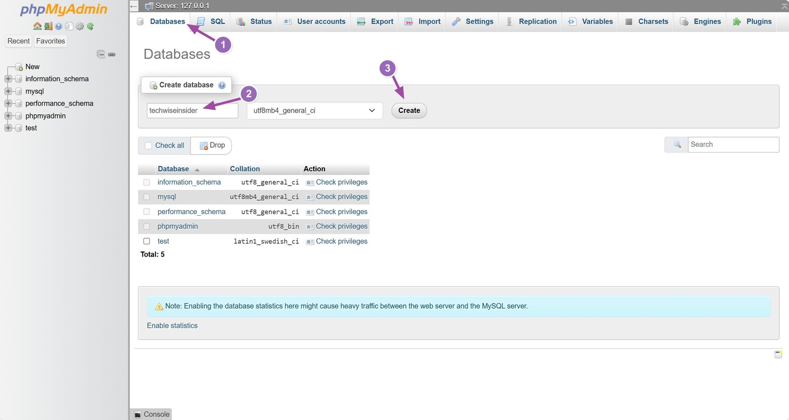 How to create a database for WordPress in phpMyAdmin