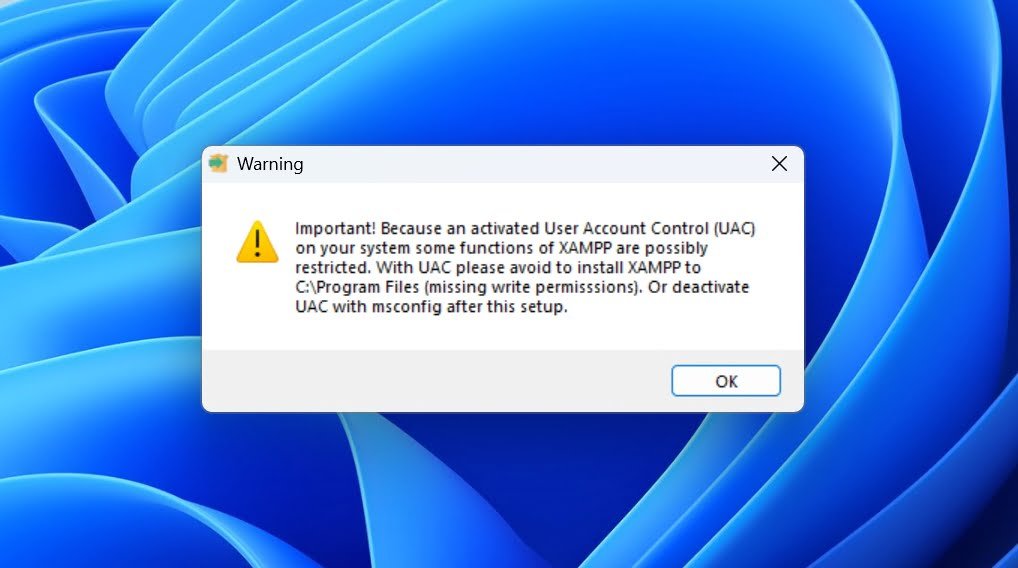 XAMPP Installation - User Account Control