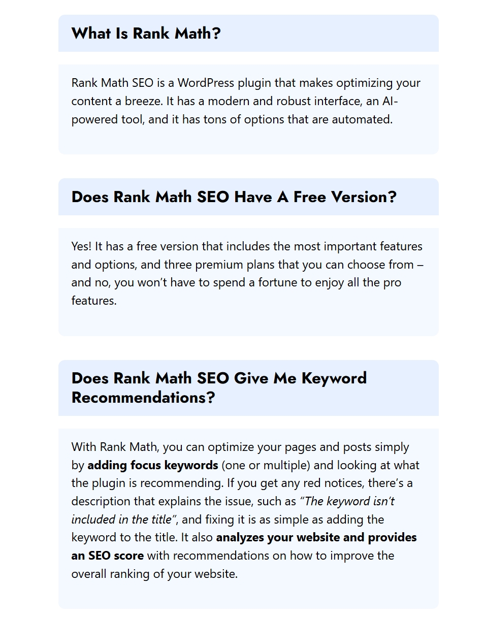 Rank Math SEO - Blue Themed Rounded Cards