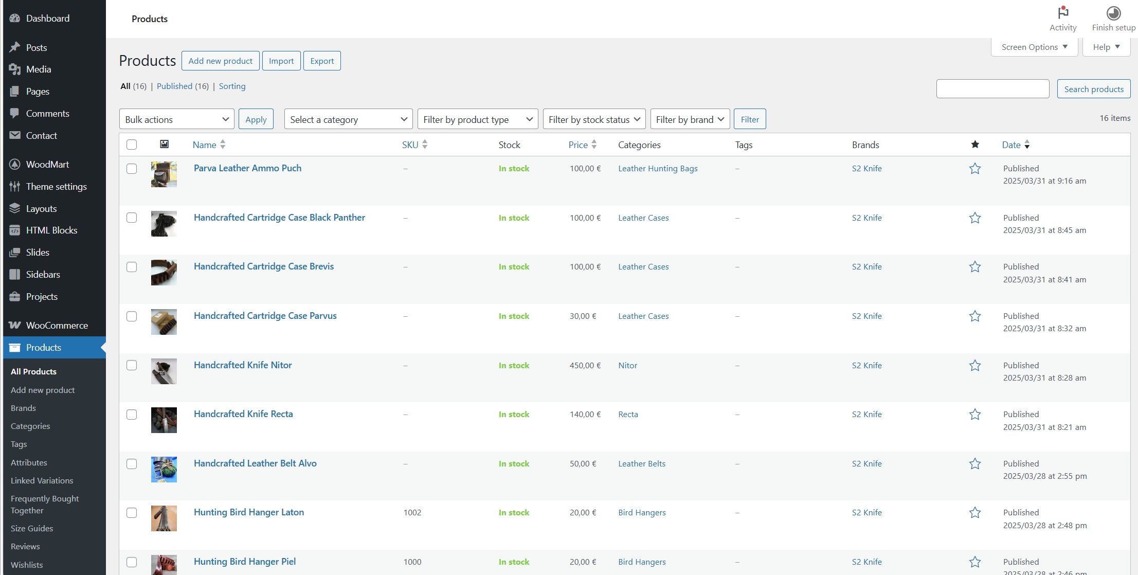 WordPress and WooCommerce - All Products
