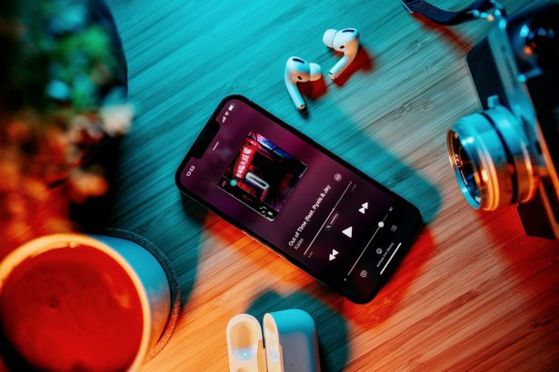 Spotify playing on an iPhone