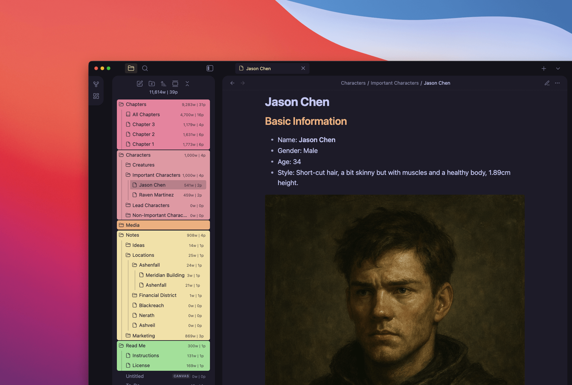 The Novelist - Main Character (Dark Mode)