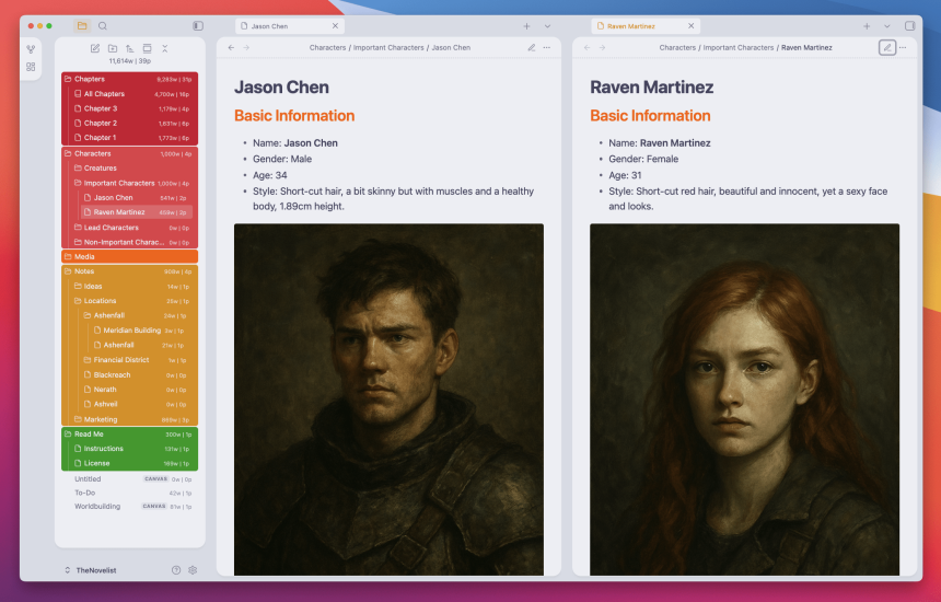 The Novelist - Main Characters in Split Tabs (Light Mode)