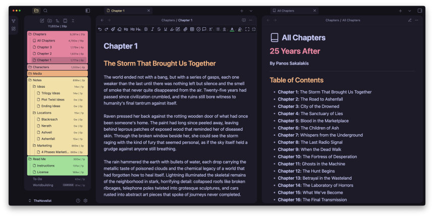 The Novelist - Split Tabs All Chapters (Dark Mode)
