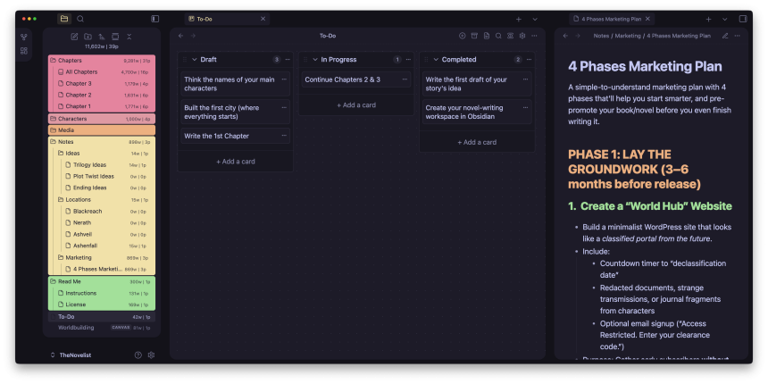 The Novelist - To-Do in Kuban Boards (Light Mode)
