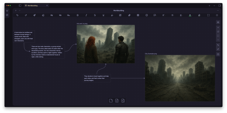 The Novelist - World-Building for Novels (Dark Mode)