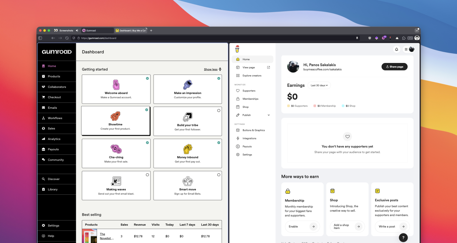 Gumroad vs. Buy Me A Coffee