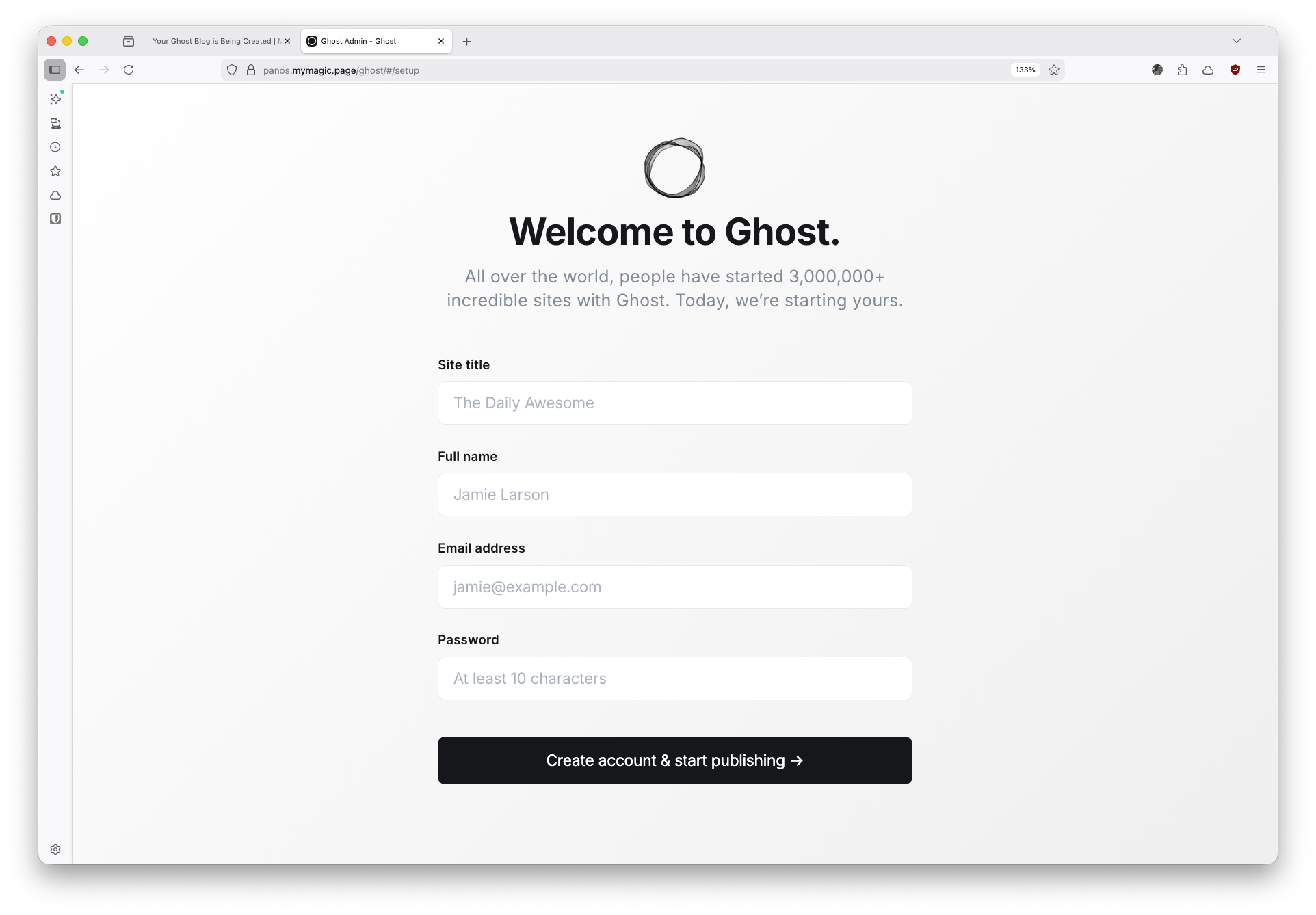 MagicPages - Configuring Ghost