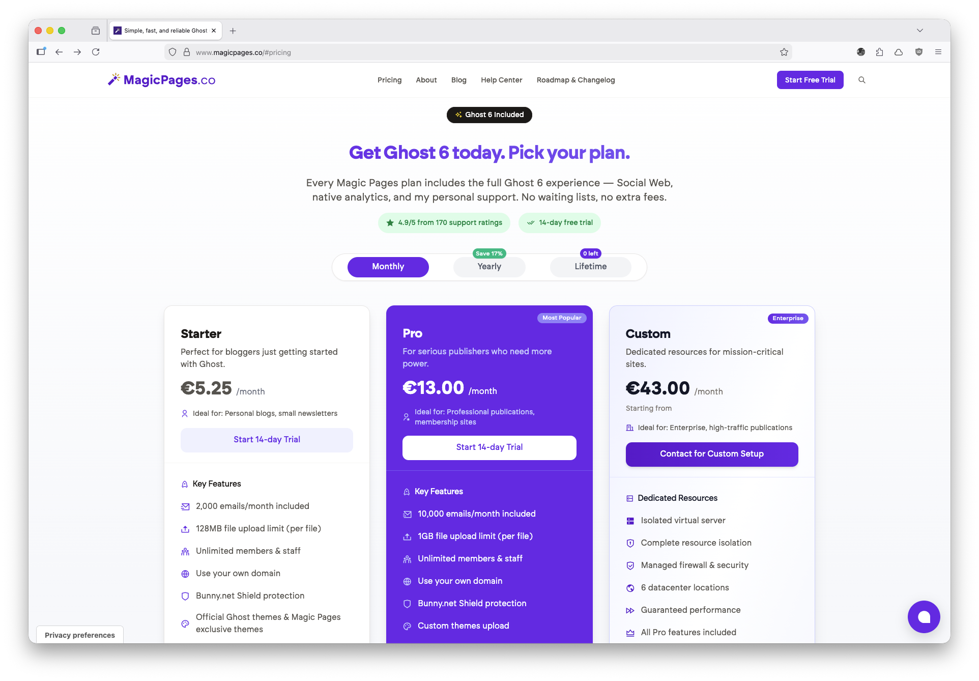 MagicPages Pricing Page