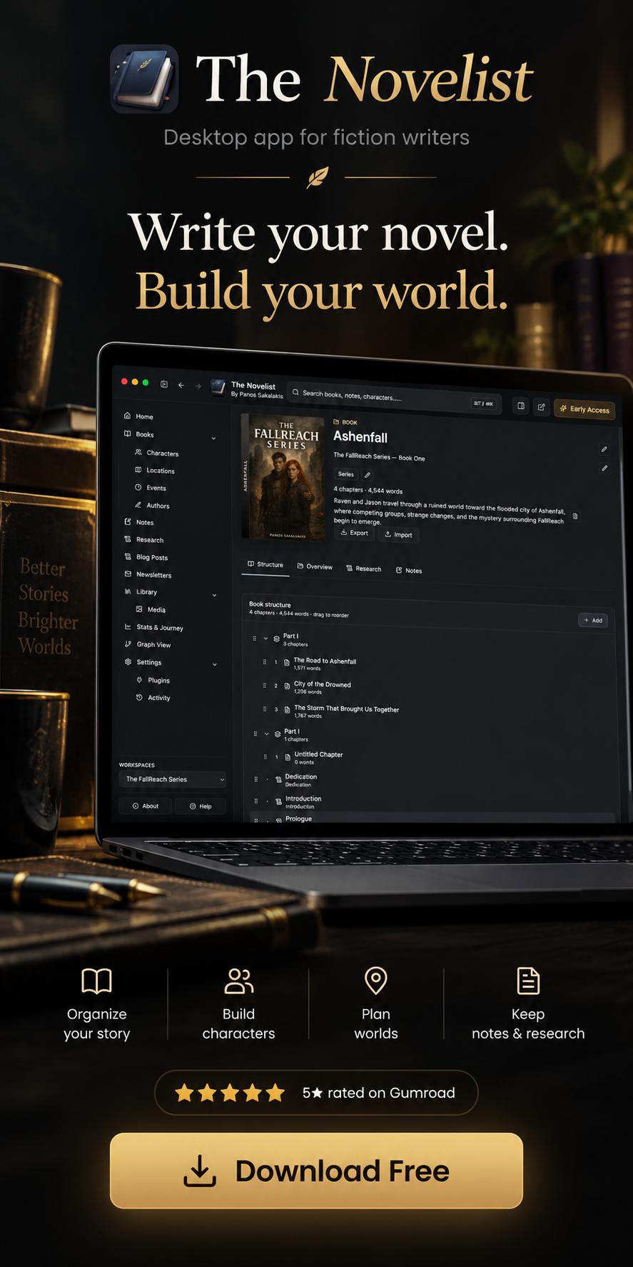 The Novelist - App for Fiction Writing and Worldbuilding