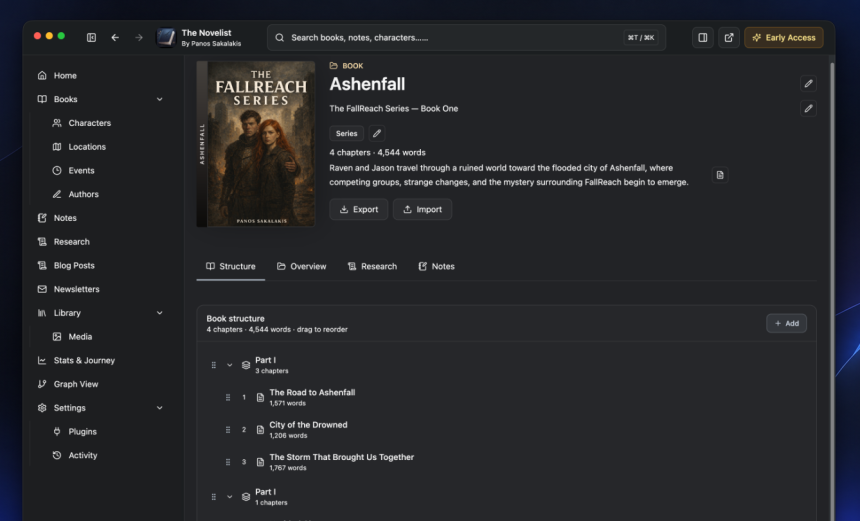 The Novelist - Book Overview (Dark Mode)